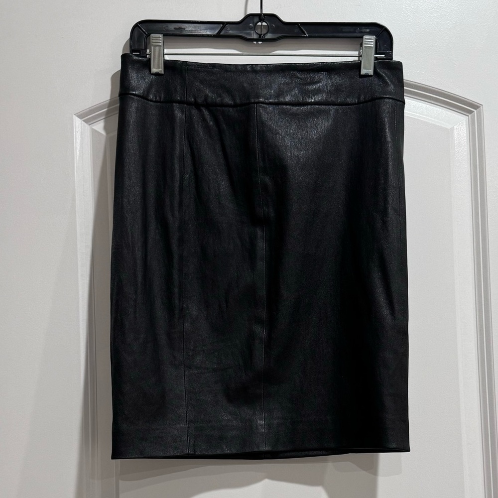 VINCE Stretch Leather Black Mini/Midi skirt size 6